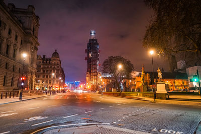 Illuminated city at night