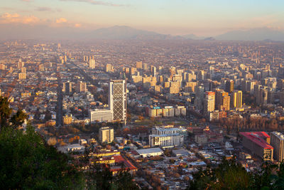 Santiago de chile, region metropolitana, chile - panoramic view of downtown santiago.