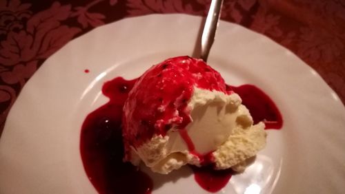 Directly above shot of ice cream in plate