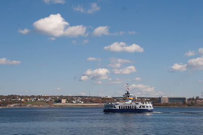 Ship in sea against sky