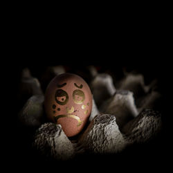 Close-up of easter eggs against black background