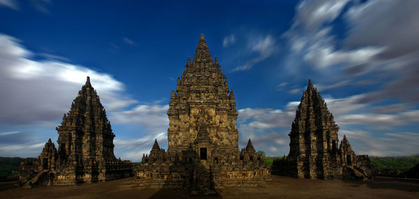 Panoramic view of temple building against sky