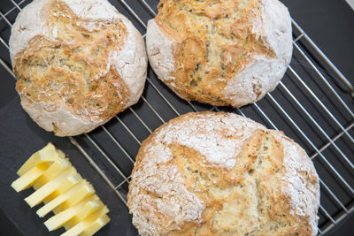 High angle view of bread in container