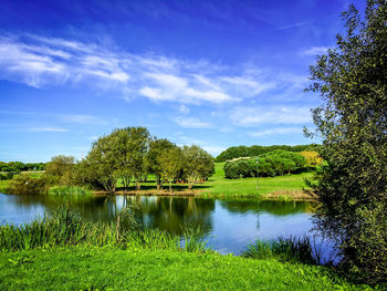 Scenic view of lake against sky