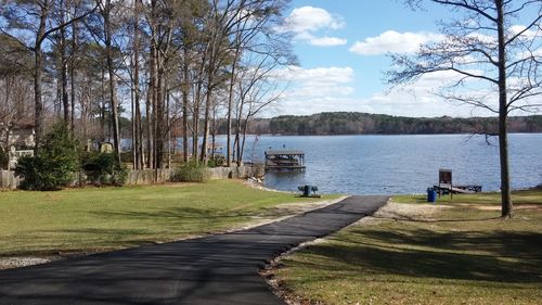 Scenic view of lake against sky