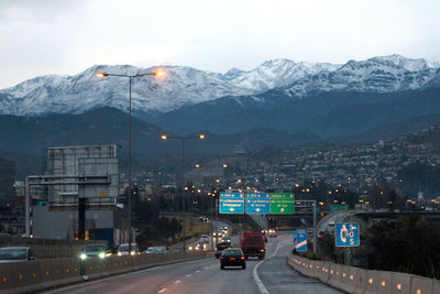 Cars moving on road at night