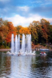 Scenic view of lake against sky during autumn