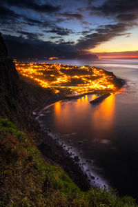 Scenic view of land against sky during sunset