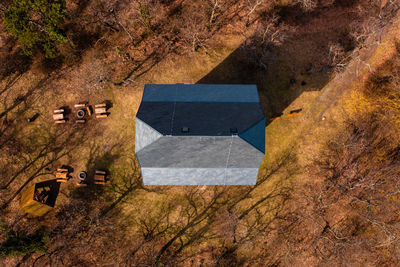 Aerial view of the famous sasberc lookout tower which is the highest point of cserhat mountain.