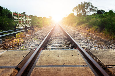 View of railway tracks at sunset