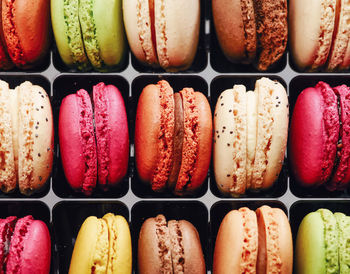 Full frame shot of multi colored macaroons