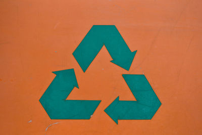 Close-up of recycling symbol