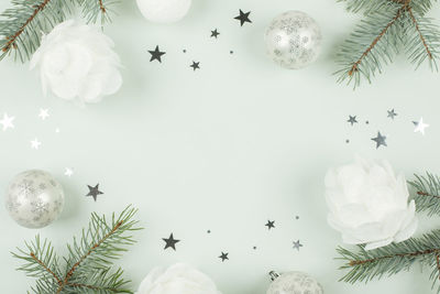 Christmas decorations on white background