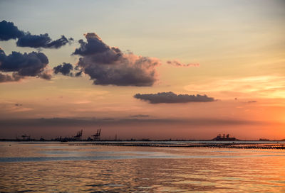 Scenic view of sea against sky during sunset