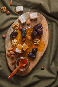 High angle view of breakfast on table