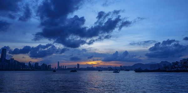 Scenic view of sea against cloudy sky