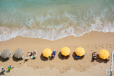 High angle view of people on beach