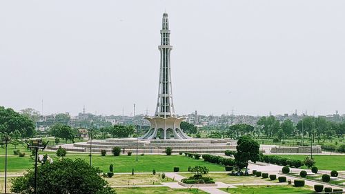 View of communications tower against sky