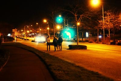 Illuminated street light at night