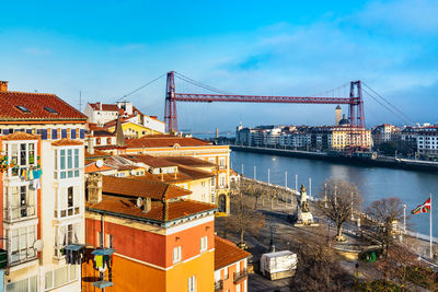 Vizcaya bridge is the oldest transporter bridge, portugalete, basque country, spain