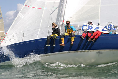 People on boat in sea