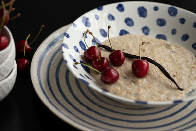 Close-up of dessert in plate on table