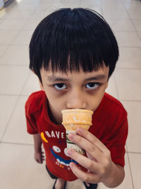 Close-up of girl eating ice cream