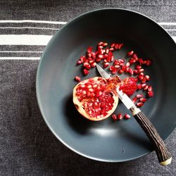 High angle view of fruits in bowl