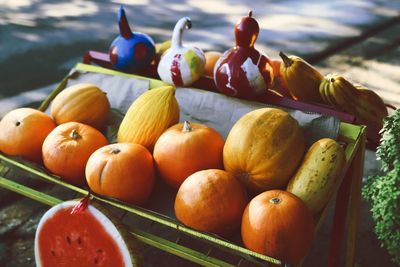 Close-up of pumpkins in market