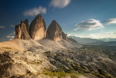 Panoramic view of rocky mountains against sky