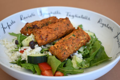 Close-up of meal served in plate