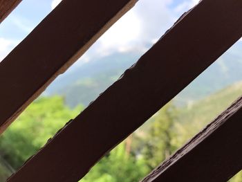 Low angle view of window against sky