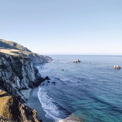 Scenic view of sea against clear sky