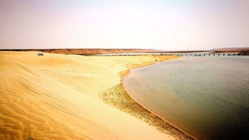 Scenic view of beach against clear sky