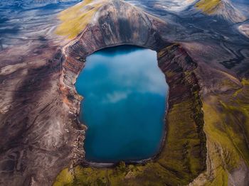 Panoramic view of volcanic landscape against sky