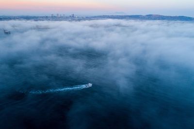 Aerial view of sea against sky