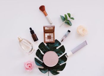 High angle view of various flowers on table