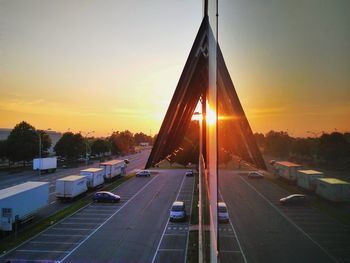View of city at sunset