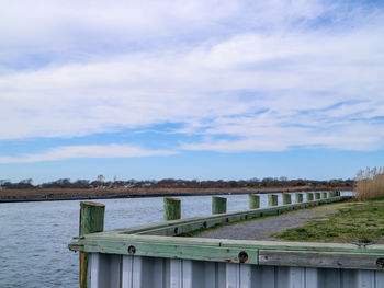 Bridge over river against sky