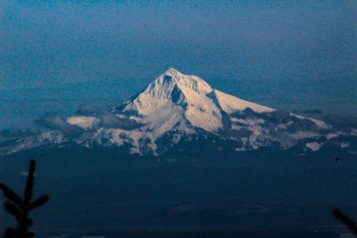 View of snow covered mountain range