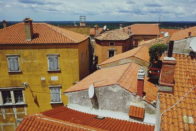 High angle view of townscape against sky