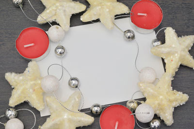 High angle view of food on table