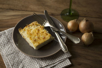 Close-up of food in plate on table