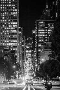 Cars on road at night