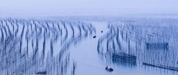 Scenic view of lake against clear sky