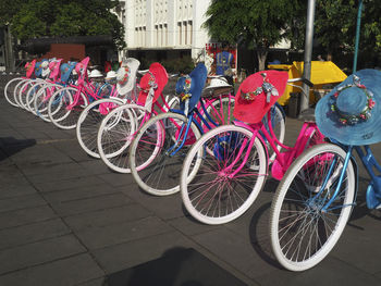 View of bicycle parked on street