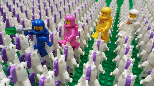 Close-up of toys on table