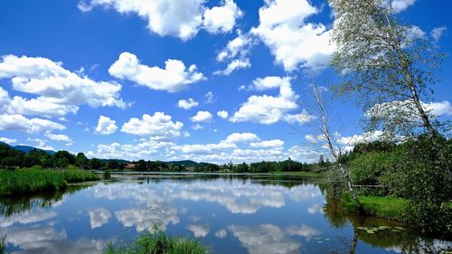 Scenic view of lake against sky