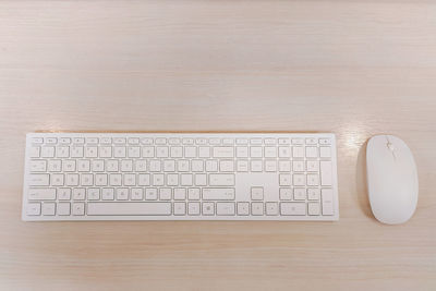 High angle view of computer keyboard on table