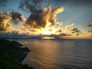 Scenic view of sea against sky during sunset